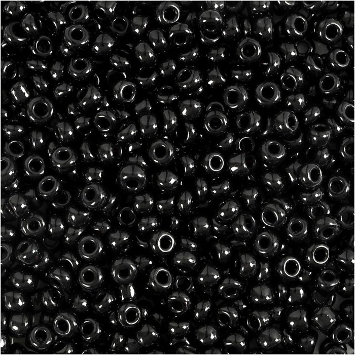 Cuentas de semillas de Rocaille, dia 3 mm, medidas 8/0, medida agujero 0,6-1,0 mm, negro, 25 gr/ 1 paquete