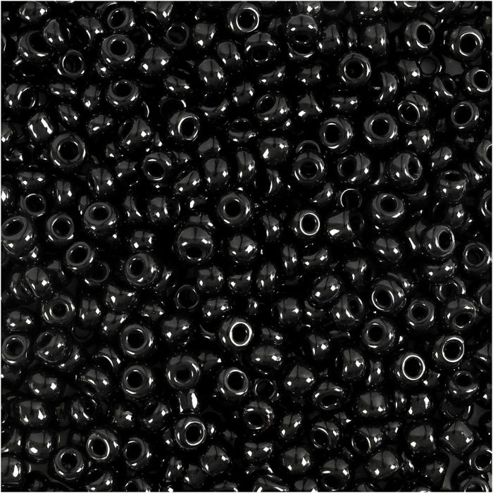 Cuentas de semillas de Rocaille, dia 3 mm, medidas 8/0, medida agujero 0,6-1,0 mm, negro, 500 gr/ 1 paquete