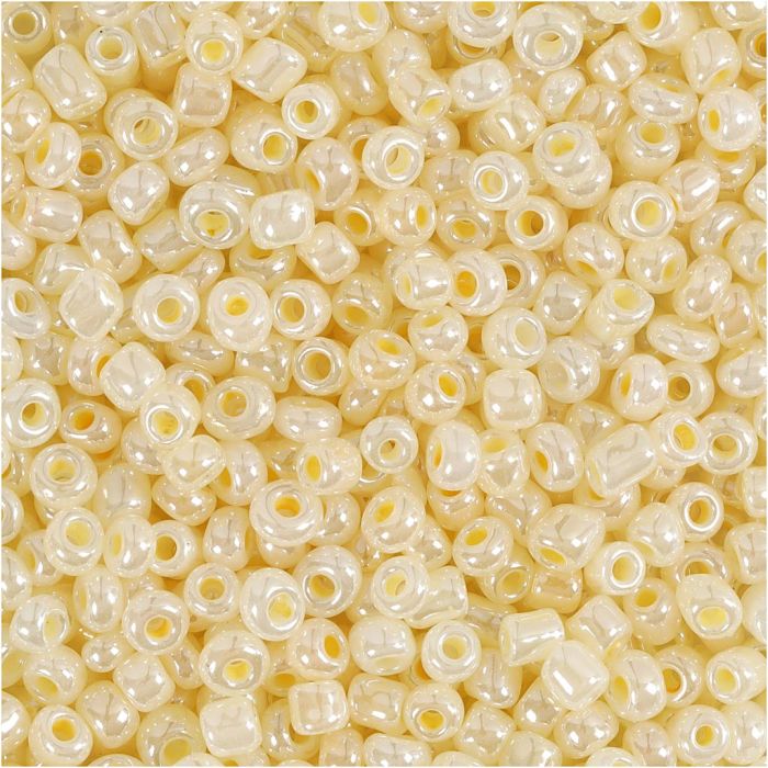Cuentas de semillas de Rocaille, dia 3 mm, medidas 8/0, medida agujero 0,6-1,0 mm, marfil, 500 gr/ 1 paquete