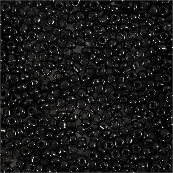 Cuentas de semillas de Rocaille, dia 2 mm, medidas 12/0, medida agujero 0,8 mm, negro, 25 gr/ 1 paquete