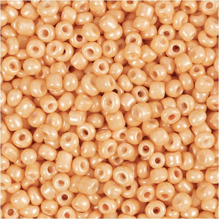 Cuentas de semillas de Rocaille, dia 3 mm, medidas 8/0, medida agujero 0,6-1,0 mm, peach, 25 gr/ 1 paquete