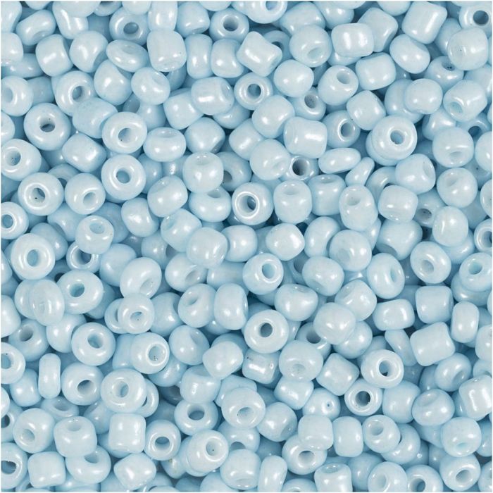 Cuentas de semillas de Rocaille, dia 3 mm, medidas 8/0, medida agujero 0,6-1,0 mm, azul claro, 25 gr/ 1 paquete