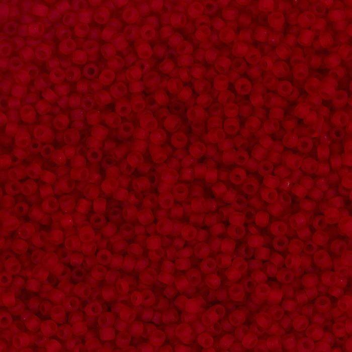 Cuentas de semillas de Rocaille, medida 15/0, dia 1.7 mm, medida agujero 0,5-0,8 mm, matt frozen, rojo, 25 gr/ 1 paquete