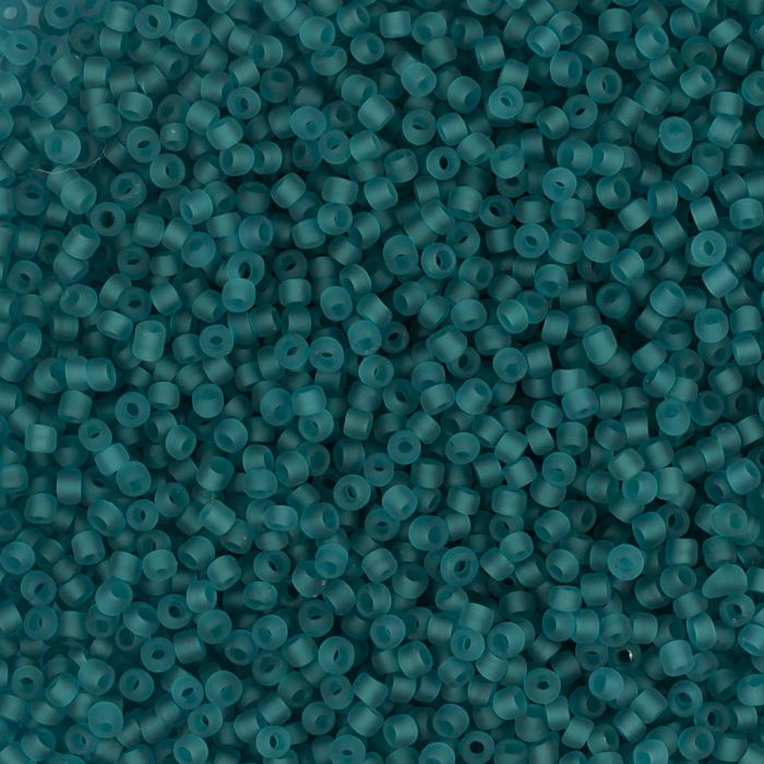 Cuentas de semillas de Rocaille, medida 15/0, dia 1.7 mm, medida agujero 0,5-0,8 mm, matt frozen, turquesa, 25 gr/ 1 paquete
