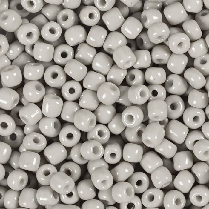 Cuentas de semillas de Rocaille, medida 6/0, dia 4 mm, medida agujero 0,9-1,2 mm, gris claro, 25 gr/ 1 paquete