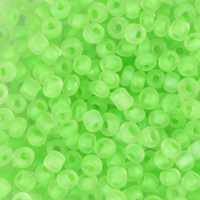 Cuentas de semillas de Rocaille, medida 6/0, dia 4 mm, medida agujero 0,9-1,2 mm, mate, verde, 25 gr/ 1 paquete