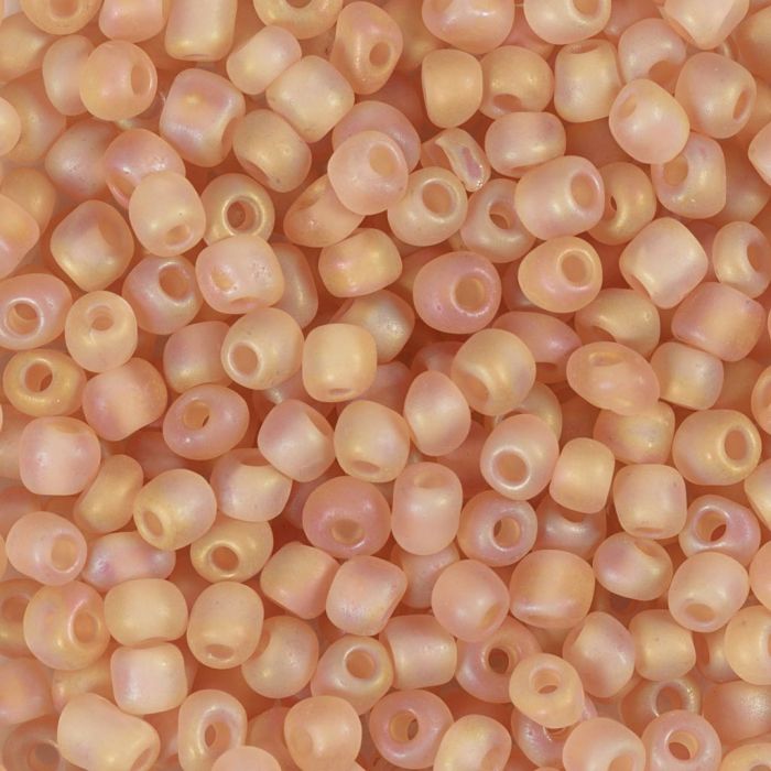 Cuentas de semillas de Rocaille, medida 6/0, dia 4 mm, medida agujero 0,9-1,2 mm, matt frozen, beige, 25 gr/ 1 paquete