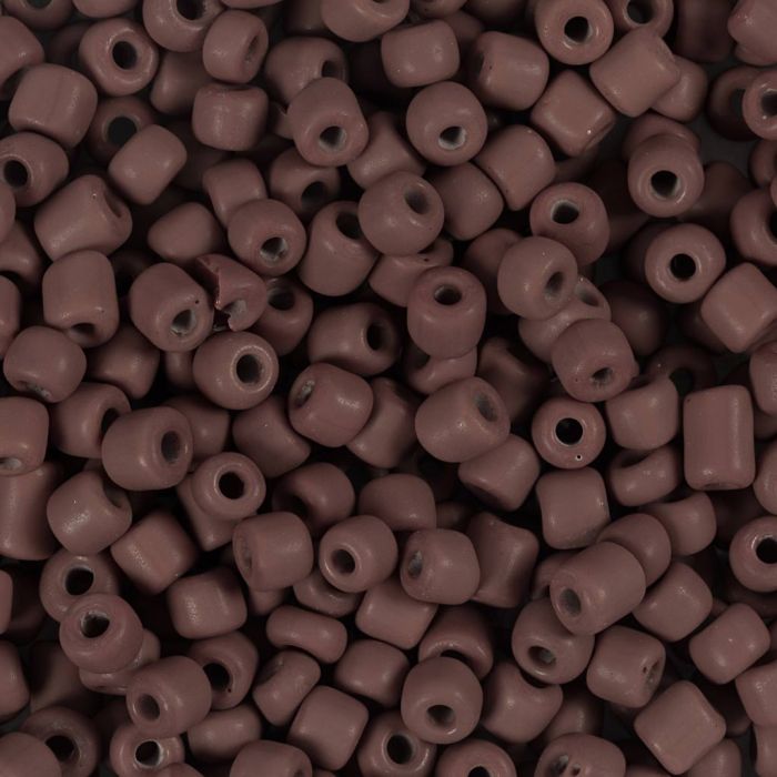 Cuentas de semillas de Rocaille, medida 6/0, dia 4 mm, medida agujero 0,9-1,2 mm, matt frozen, mocca, 25 gr/ 1 paquete