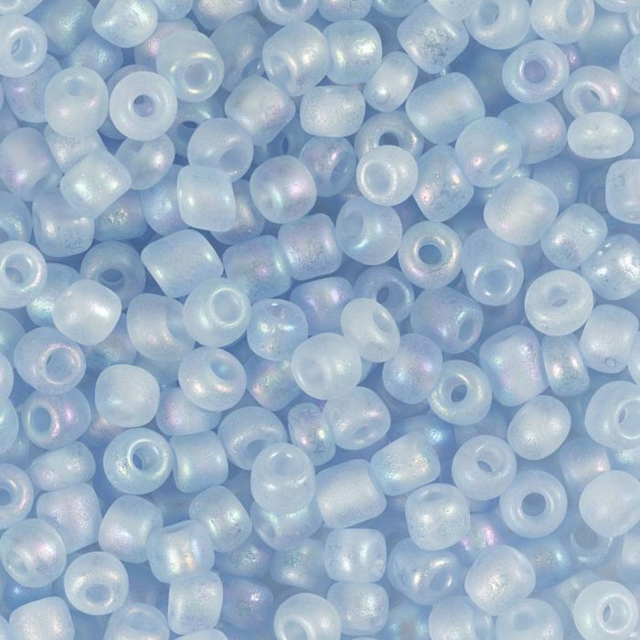Cuentas de semillas de Rocaille, medida 6/0, dia 4 mm, medida agujero 0,9-1,2 mm, light blue center, 25 gr/ 1 paquete