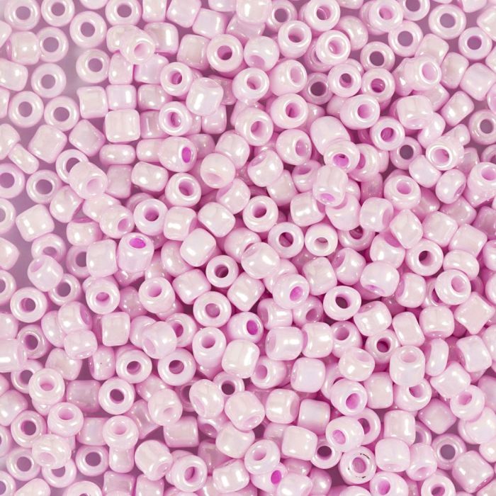 Cuentas de semillas de Rocaille, medida 8/0, dia 3 mm, medida agujero 0,6-1,0 mm, rosado suave, 25 gr/ 1 paquete
