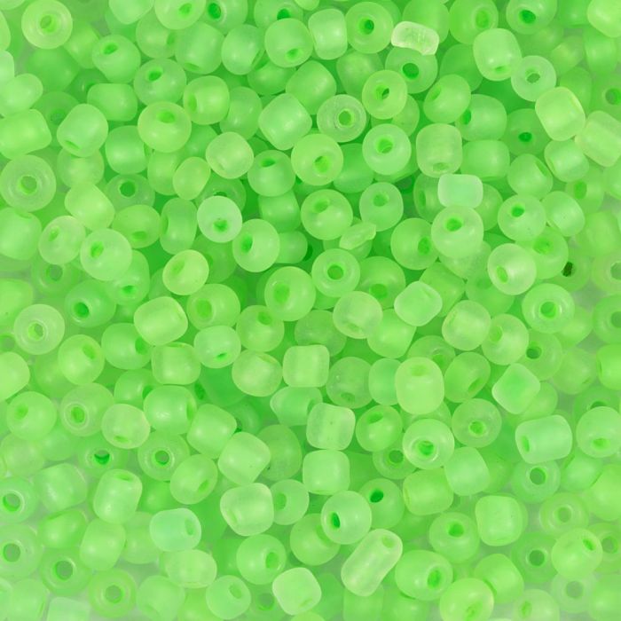 Cuentas de semillas de Rocaille, medida 8/0, dia 3 mm, medida agujero 0,6-1,0 mm, mate, verde, 25 gr/ 1 paquete