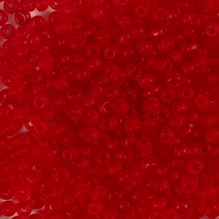 Cuentas de semillas de Rocaille, medida 8/0, dia 3 mm, medida agujero 0,6-1,0 mm, matt frozen, rojo, 25 gr/ 1 paquete