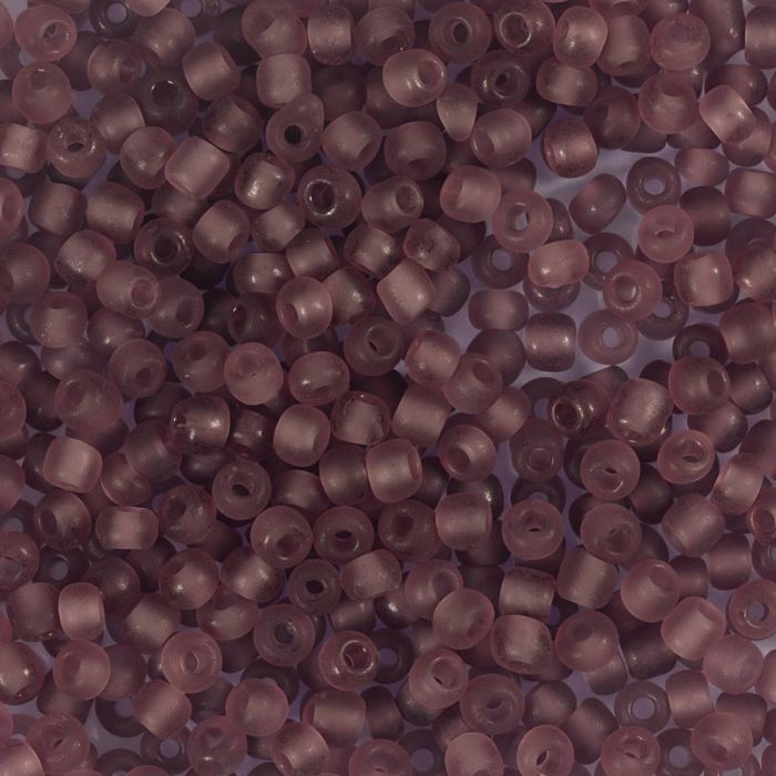 Cuentas de semillas de Rocaille, medida 8/0, dia 3 mm, medida agujero 0,6-1,0 mm, matt frozen, lila claro, 25 gr/ 1 paquete