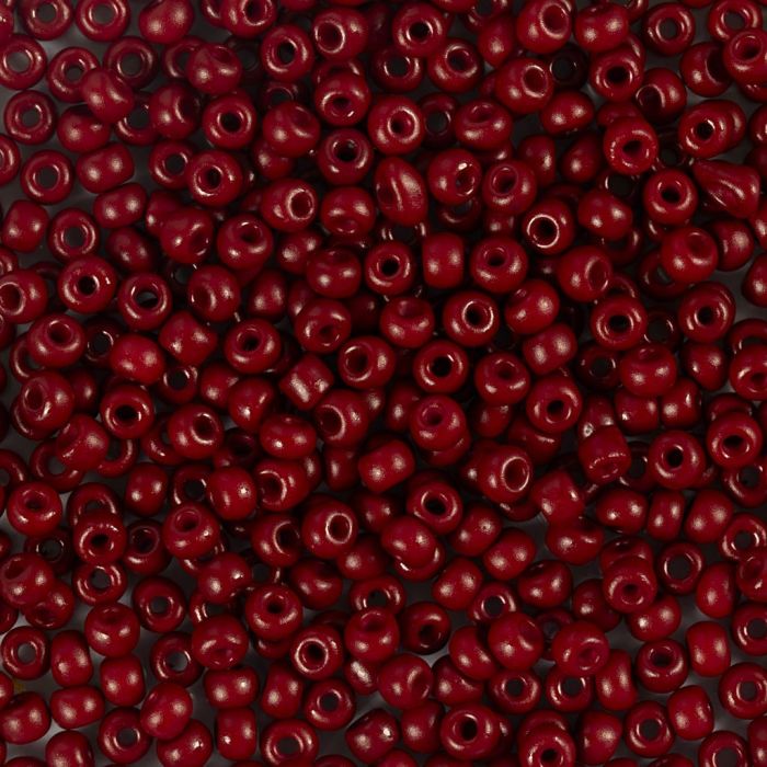 Cuentas de semillas de Rocaille, medida 8/0, dia 3 mm, medida agujero 0,6-1,0 mm, matt frozen, rojo marrón, 25 gr/ 1 paquete