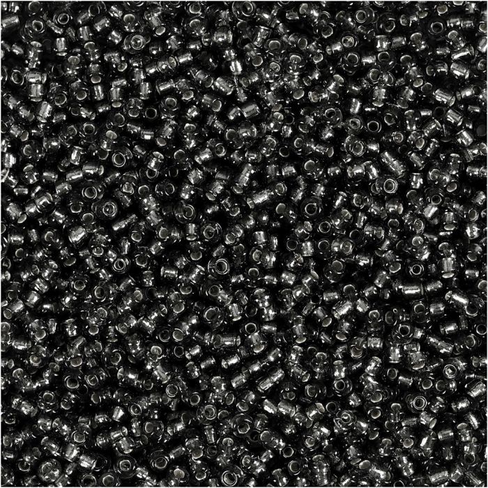 Cuentas de semillas de Rocaille, dia 1,7 mm, medidas 15/0, medida agujero 0,5-0,8 mm, gris verdoso, 25 gr/ 1 paquete