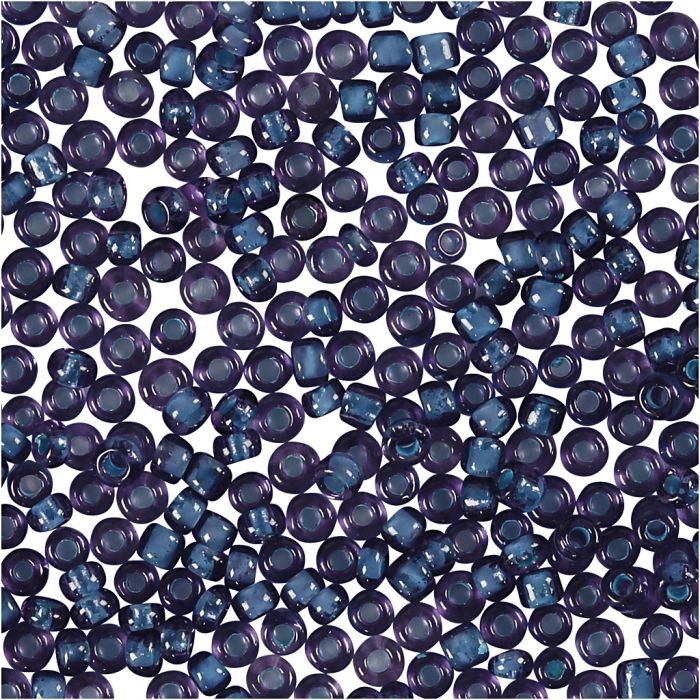 Cuentas de semillas de Rocaille, dia 1,7 mm, medidas 15/0, medida agujero 0,5-0,8 mm, morado, 25 gr/ 1 paquete