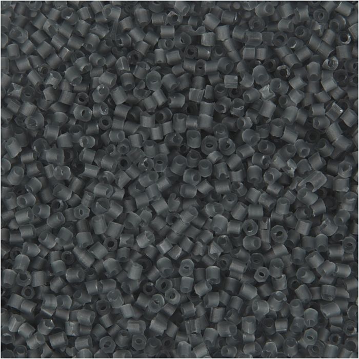 Cuentas de Rocalla 2 cortes, dia 1,7 mm, medidas 15/0, medida agujero 0,5 mm, gris transparente, 25 gr/ 1 paquete