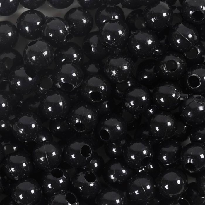 Cuentas de plástico, dia 6 mm, medida agujero 1,5 mm, negro, 300 gr/ 1 paquete