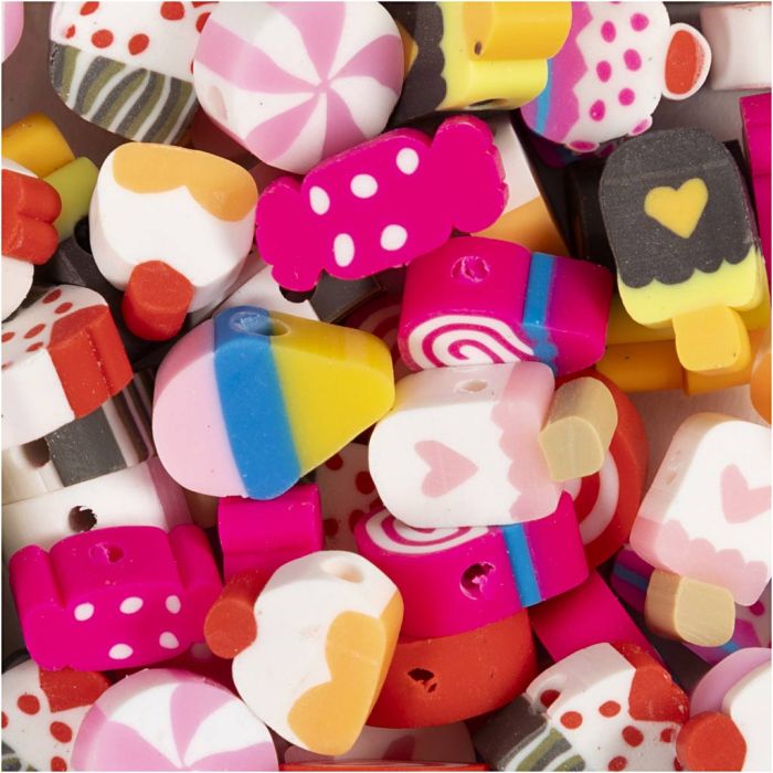 Cuentas con Figuras, Dulces, pasteles y helados, dia 10 mm, medida agujero 1,5 mm, 60 ud/ 1 paquete