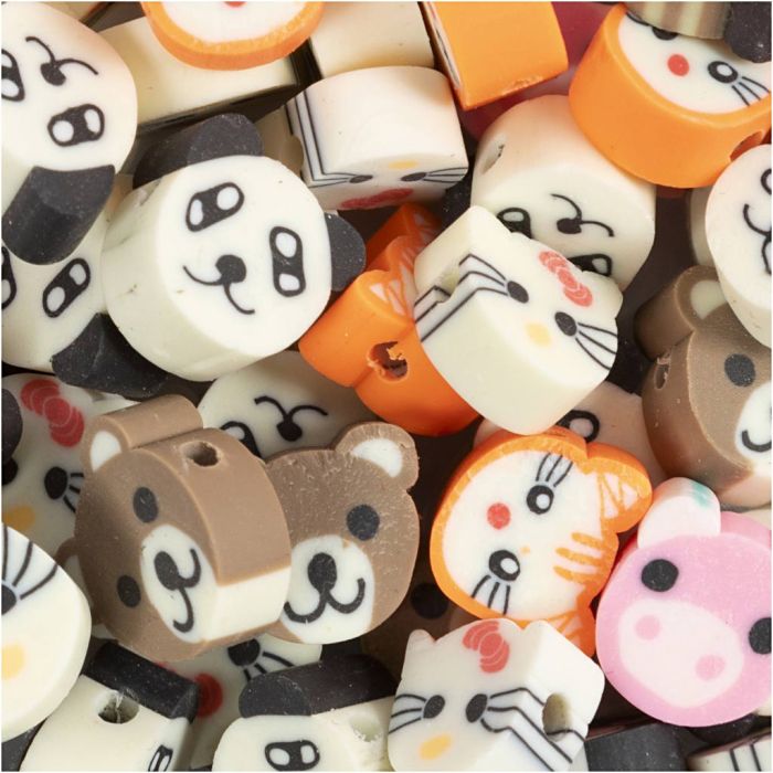 Cuentas con Figuras, Animales, dia 10 mm, medida agujero 1,5 mm, 60 ud/ 1 paquete