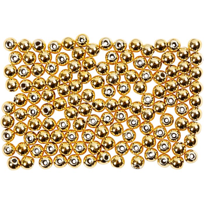 Perlas de Cera, dia 2,7 mm, medida agujero 0,7 mm, dorado, 150 ud/ 1 paquete