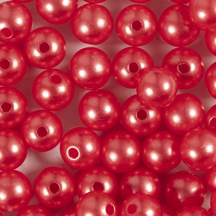 Perlas de Cera, dia 8 mm, medida agujero 1 mm, rojo, 50 ud, 20 gr/ 1 paquete