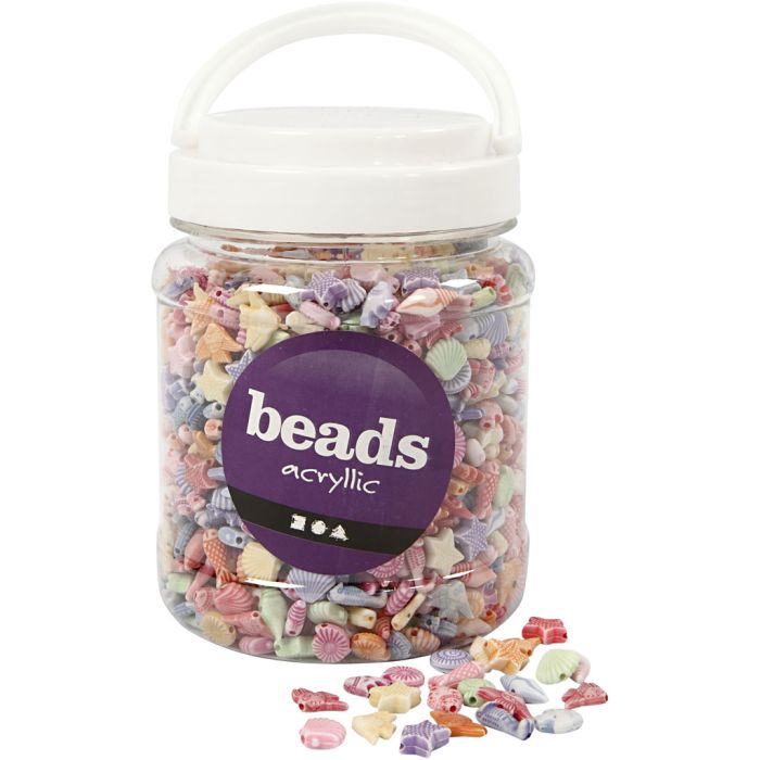 Cuentas de Pastel, medidas 9-12 mm, medida agujero 1,2 mm, ca. 1600 ud, 500 gr, 700 ml/ 1 bote