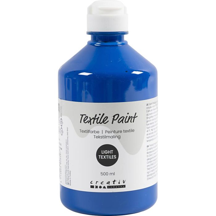 Pintura textil, semi opaco, azul primario, 500 ml/ 1 botella