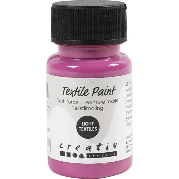 Pintura textil, semi opaco, rosa, 50 ml/ 1 botella