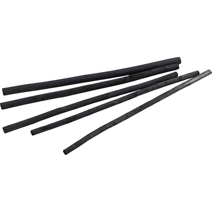 Carbón vegetal, L. 15 cm, dia 5 mm, suave, negro mate, 5 ud/ 1 paquete