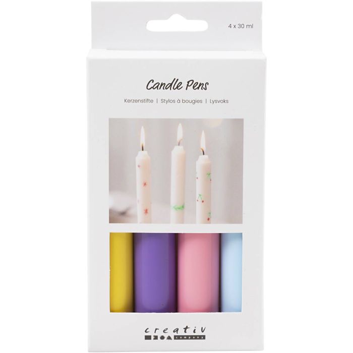 Bolígrafos para velas, azul claro, rosa claro, morado, amarillo, 4x30 ml/ 1 paquete