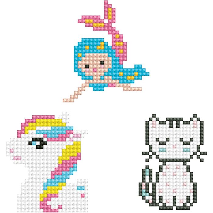 Diamond Dotz, Gato, sirena, pony, medidas 18x10 cm, 1 paquete