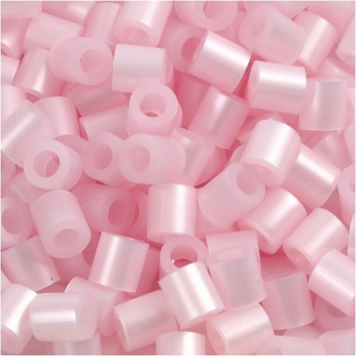 Fuse Beads, medidas 5x5 mm, medida agujero 2,5 mm, medium, rosado perlado (32259), 6000 ud/ 1 paquete