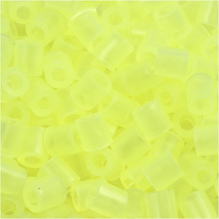 Fuse Beads, medidas 5x5 mm, medida agujero 2,5 mm, medium, amarillo neón (32223), 1100 ud/ 1 paquete