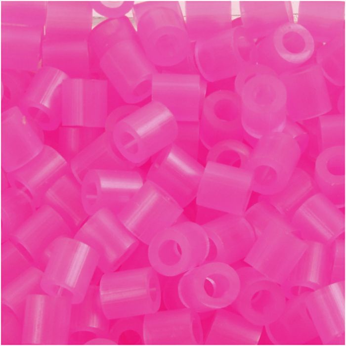 Fuse Beads, medidas 5x5 mm, medida agujero 2,5 mm, medium, rosa neón (32257), 1100 ud/ 1 paquete