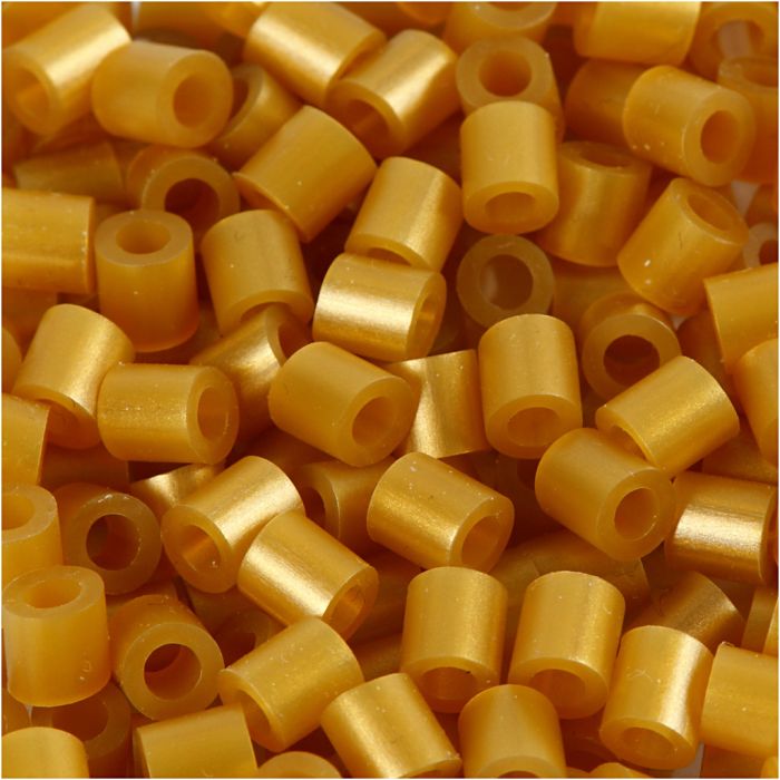 Fuse Beads, medidas 5x5 mm, medida agujero 2,5 mm, medium, dorado (32263), 1100 ud/ 1 paquete