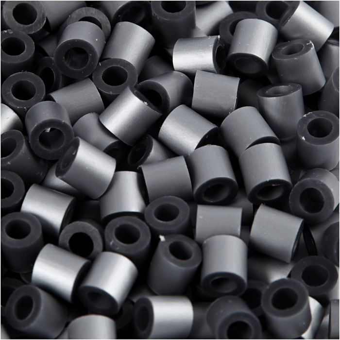 Fuse Beads, medidas 5x5 mm, medida agujero 2,5 mm, medium, plata (32262), 1100 ud/ 1 paquete