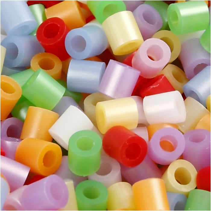 Fuse Beads, medidas 5x5 mm, medida agujero 2,5 mm, medium, madre perla, 6000 ud/ 1 paquete