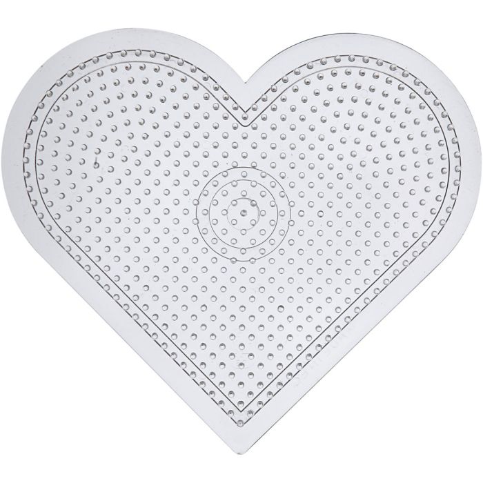 Placa de clavijas, corazón, medidas 15 cm, medium, transparente, 10 ud/ 1 paquete