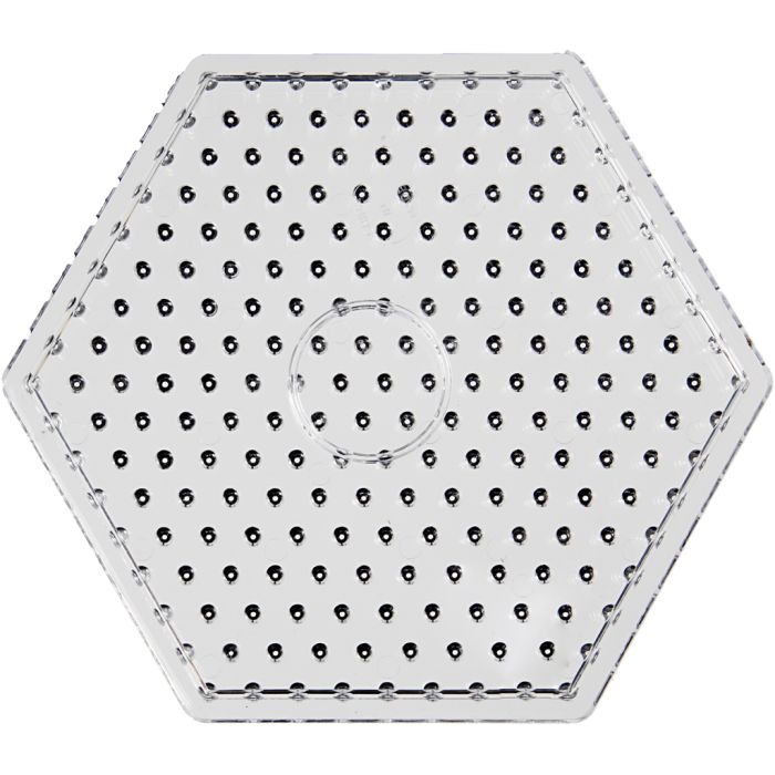Placa de clavijas, hexágono, medidas 17,5x17,5 cm, JUMBO, transparente, 1 ud