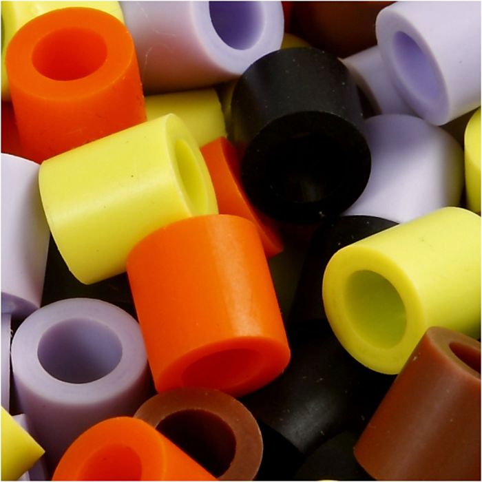 Fuse Beads, medidas 10x10 mm, medida agujero 5,5 mm, JUMBO, mix de otoño, 2450 stdas/ 1 cubo