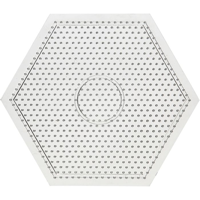 Placa de clavijas, large hexagon, medidas 15x15 cm, medium, transparente, 1 ud