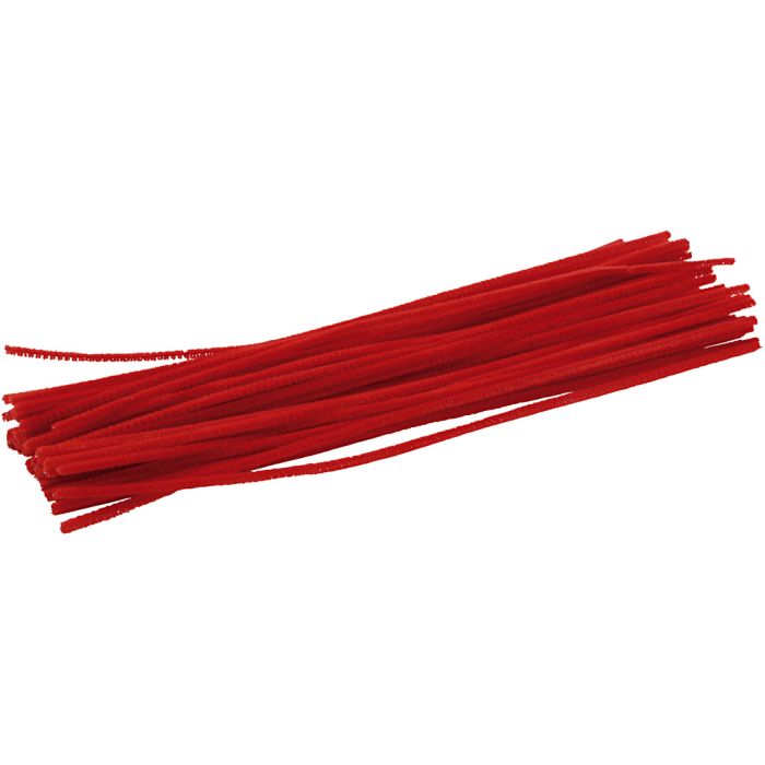 Chenilla, L. 30 cm, grosor 4 mm, rojo, 50 ud/ 1 paquete