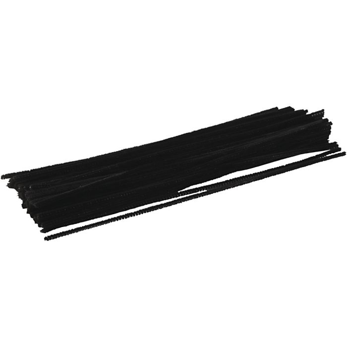 Chenilla, L. 30 cm, grosor 4 mm, negro, 50 ud/ 1 paquete