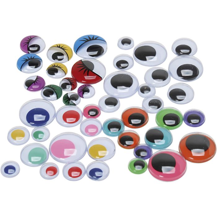 Ojos móviles - Surtido, medidas 9,5-19 mm, 4 uds de vta, 500 ud/ 1 paquete