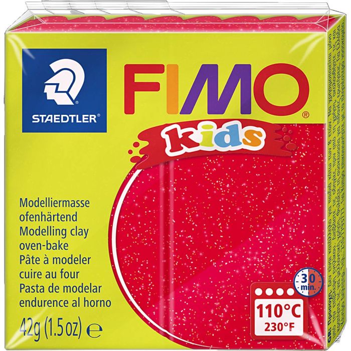 Pasta de Modelar FIMO® Kids, purpurina, rojo, 42 gr/ 1 paquete