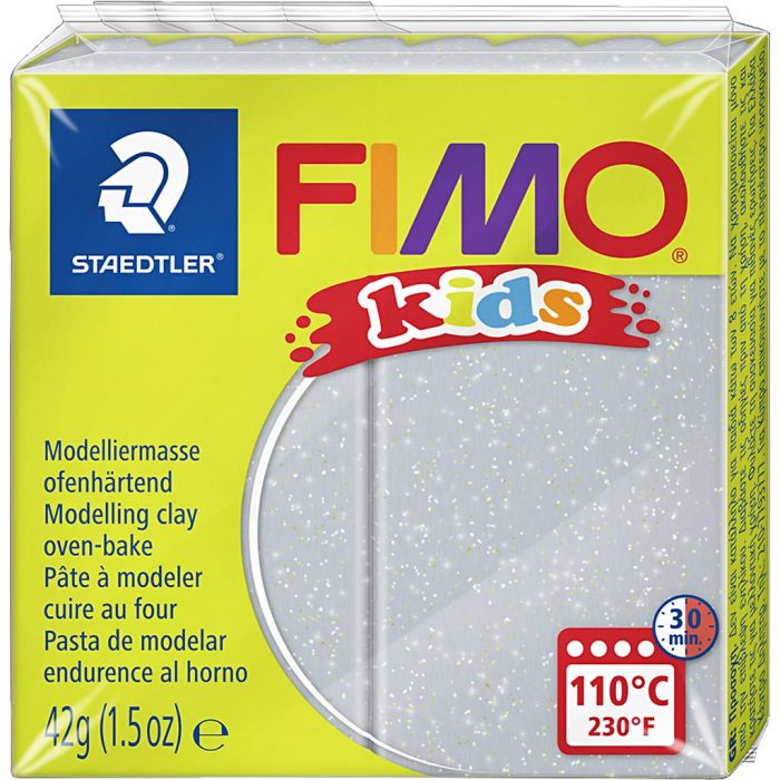 Pasta de Modelar FIMO® Kids, purpurina, plata, 42 gr/ 1 paquete