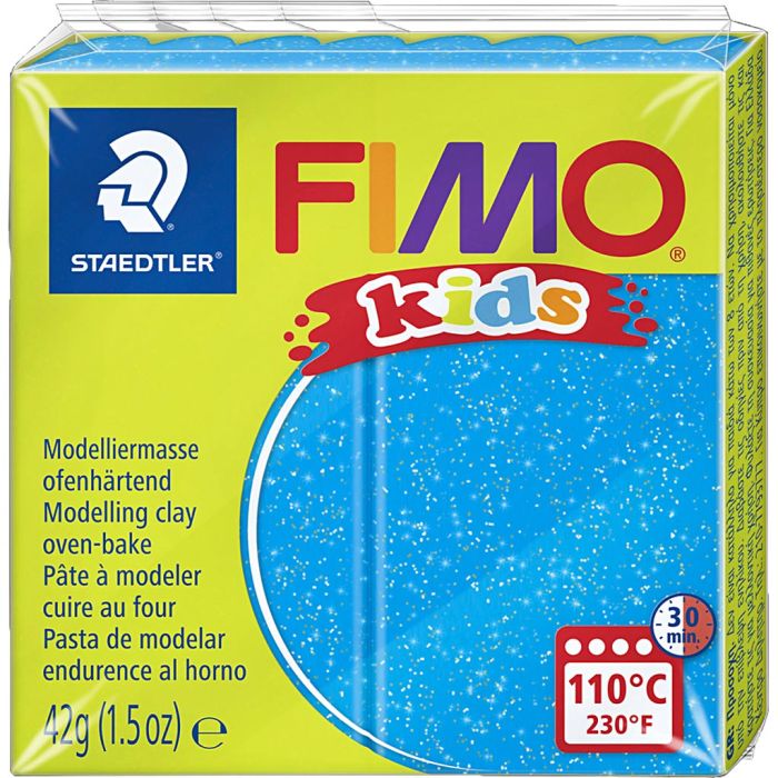 Pasta de Modelar FIMO® Kids, purpurina, azul, 42 gr/ 1 paquete