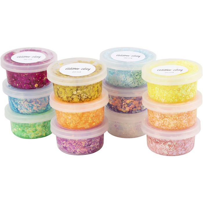 Glitter Clay, surtido de colores, 72x20 gr/ 1 paquete