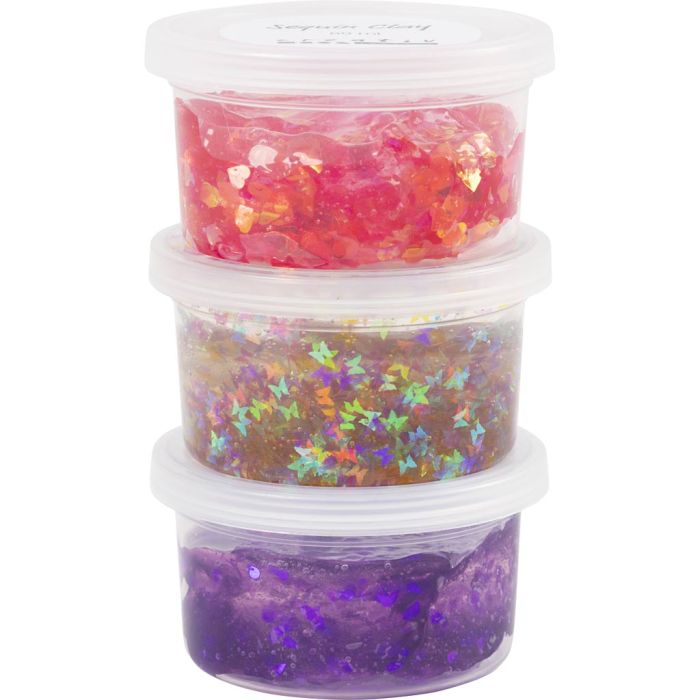 Sequin Clay, lila / rosa oscuro, 3x60 gr/ 1 paquete